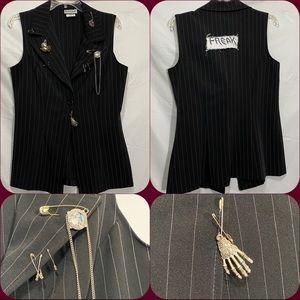 Altered Goth vest punk long strips freak M/L